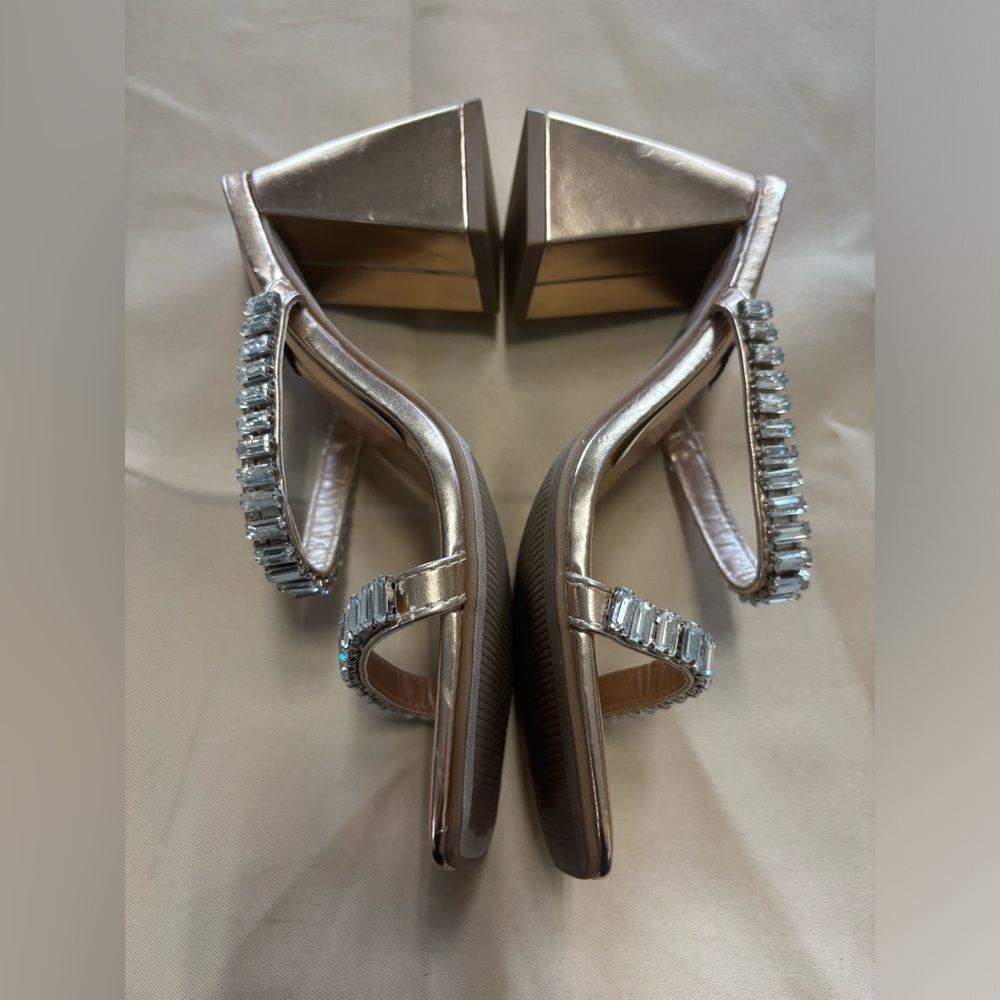 Wild Diva Gold Crystal Embellished Heels - Picture 4 of 15